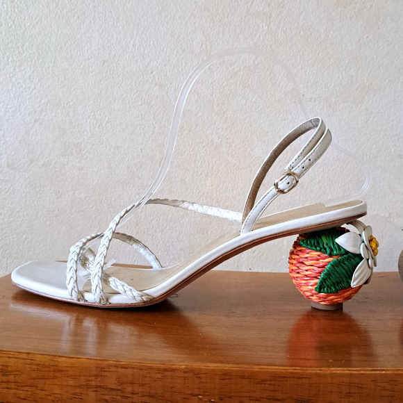 kate spade Shoes - Kate Spade Valencia Blossom White Sandals Size 10 Orange Heel